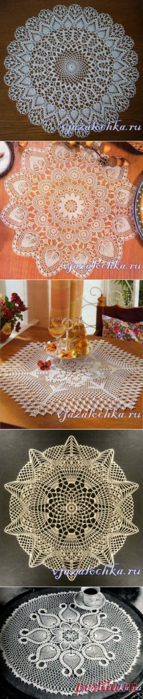 Вязаные салфетки и скатерти, схемы вязаных салфеток