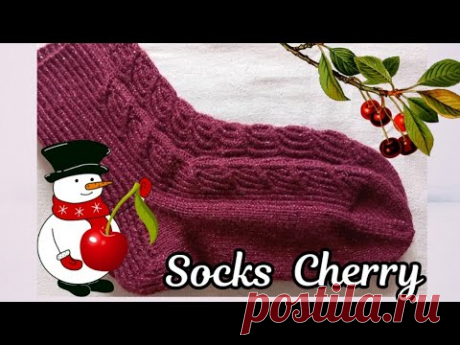 Socks Cherry  /Подробный, попетельный МК. Уровень сложности "внимательный новичок "