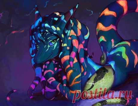 Luminescent Stripes This luminescent lizard only glows in the dark. She comes from a colorful place in a wonderland near you!