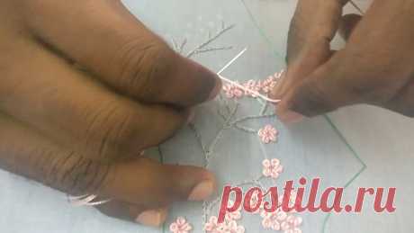 Hand Embroidery : Challi work with beads on a saree blouse