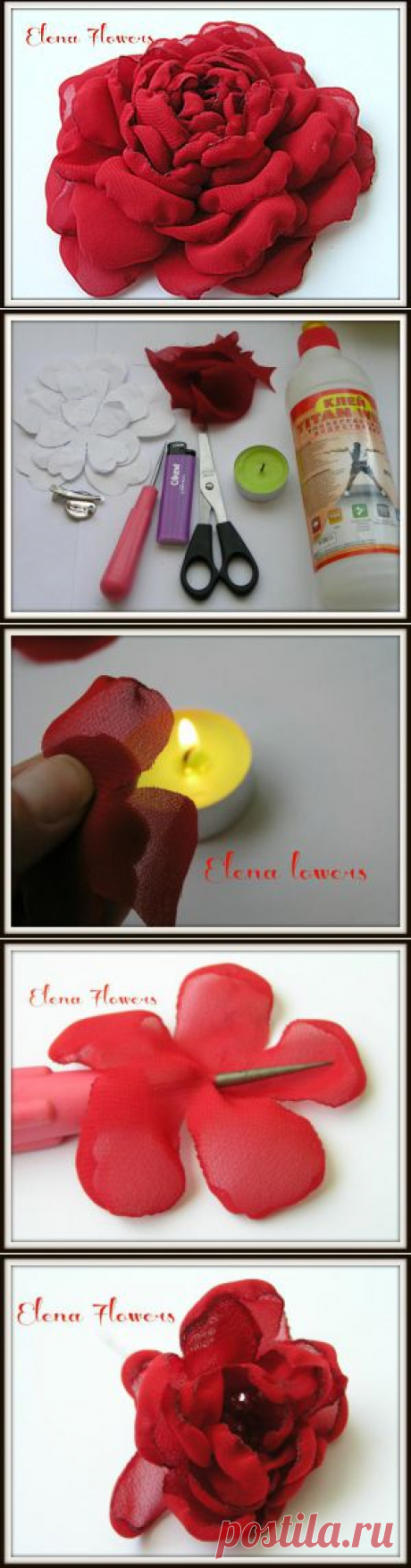 Роза из шифона Мастер класс от Elena Flowers - Ярмарка Мастеров - ручная работа, handmade