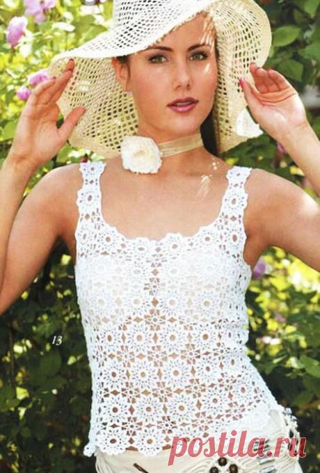 Красивый топ крючком. Ажурный топ крючком схема. | Домоводство для всей семьи