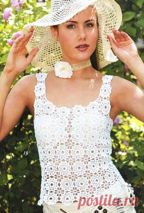 Красивый топ крючком. Ажурный топ крючком схема. | Домоводство для всей семьи