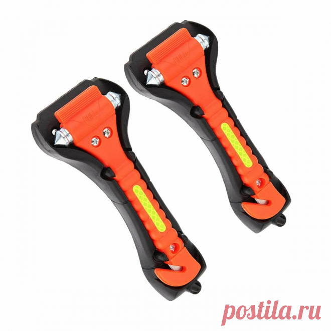 Car emergency safety hammer life-saving escape tool 2pcs with double-sided fluorescent strip Sale - Banggood.com