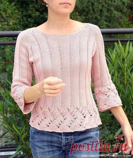 Розовый джемпер с ажуром Chinese Lace Pullover