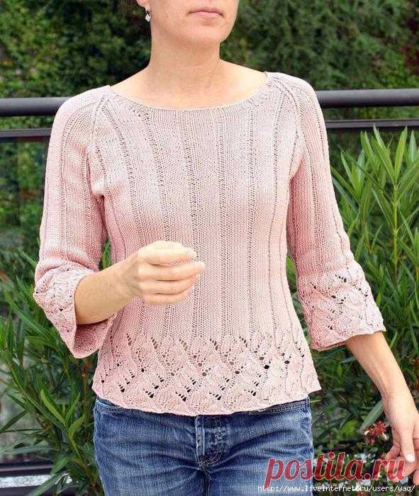 Розовый джемпер с ажуром Chinese Lace Pullover