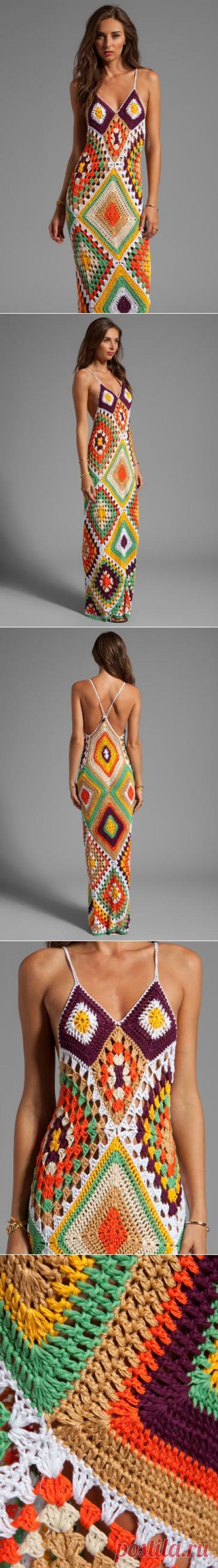 Outstanding Crochet: Indah Syra Crochet Maxi Dress In Tan