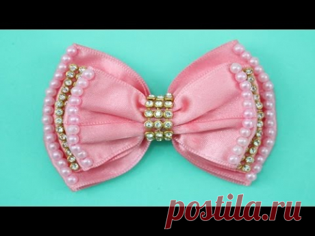 Passo a passo: Laço de fita com pérolas e manta de strass