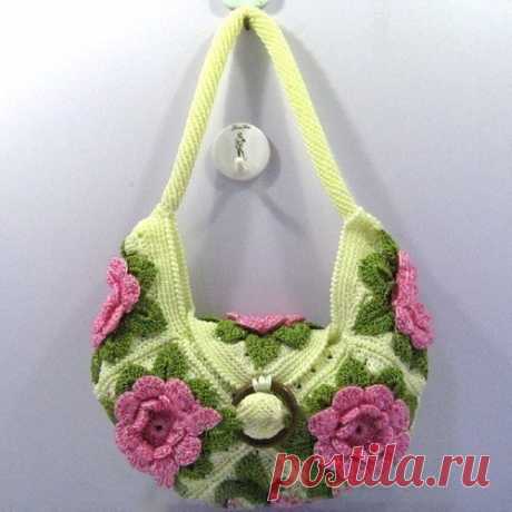 Вязaные сyмки с цветочным мотивом. Идеи