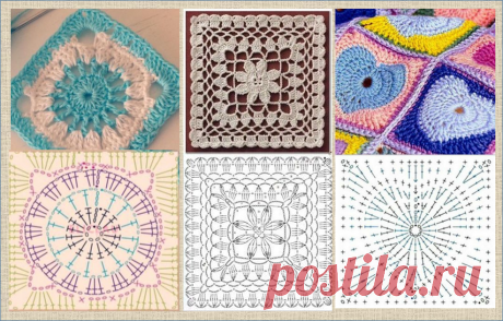 Еще 60 интересных схем квадратных мотивов для вязания крючком - в ваши копилочки | МНЕ ИНТЕРЕСНО | Яндекс Дзен
