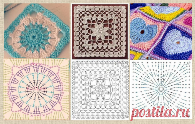 Еще 60 интересных схем квадратных мотивов для вязания крючком - в ваши копилочки | МНЕ ИНТЕРЕСНО | Яндекс Дзен