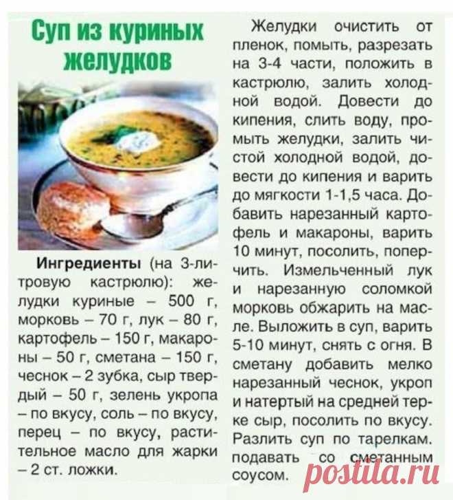 Суп из куриных желудков