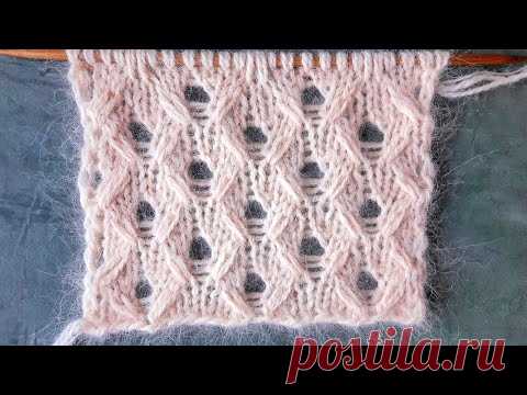 Интересные ажурные ромбы из удлиненных петель