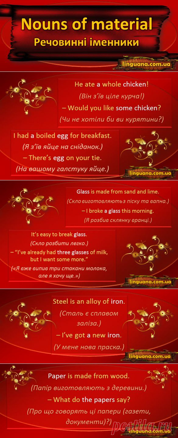 Linguana | Nouns of material