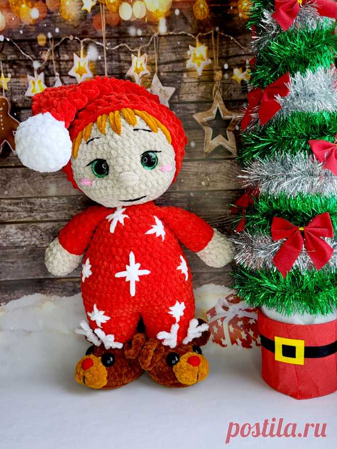 PDF Гномео крючком. FREE crochet pattern; Аmigurumi doll patterns. Амигуруми схемы и описания на русском. Вязаные игрушки и поделки своими руками #amimore - плюшевый гном в колпачке, большой гномик из плюшевой пряжи, кукла, куколка, пупс.