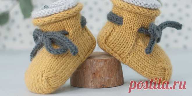 Вязаные спицами пинетки 'Tom' stay-on baby bootie - Вяжи.ру