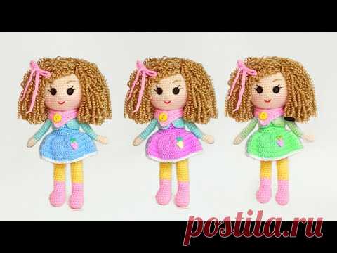 Каркасная кукла Лизи крючком . Бесплатный мастер класс . Amigurumi doll patterns .Часть 4