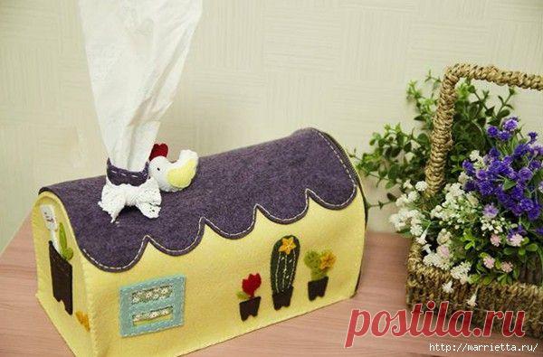 Сказочный вагон из фетра - органайзер для бумажных салфеток