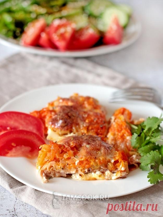 Горбуша под луково-морковной шубой в духовке — рецепт с фото пошагово