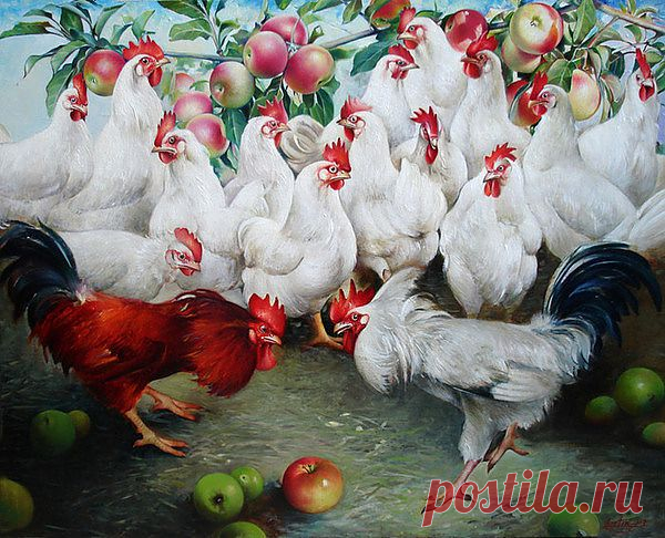 ПЕТУШКИ и КУРОЧКИ. Винтажные картинки для декупажа.