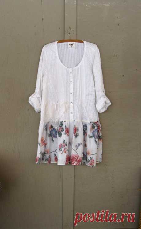 Romantic Bohemian dress upcycled clothing up cycled cowgirl tunic peasant dress…