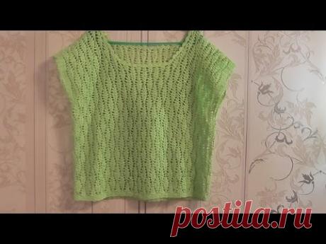 Летняя ажурная кофточка из хлопка крючком.