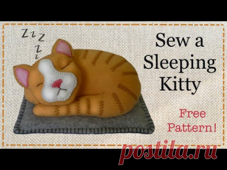 DIY felt cat tutorial - Free pattern with Lisa Pay - YouTube