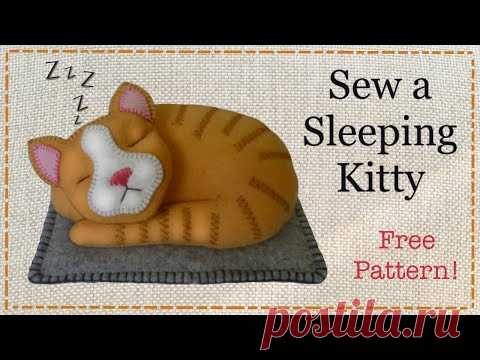 DIY felt cat tutorial - Free pattern with Lisa Pay - YouTube