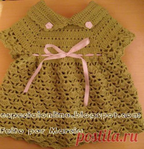 Vestido de croche para bebê com golinha - Fofo de lindo !