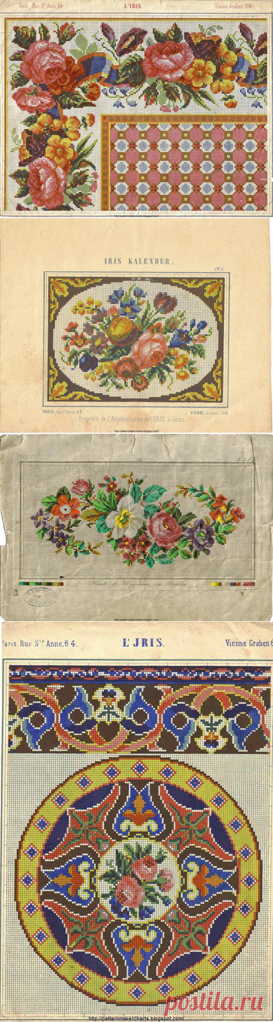 Несколько старинных схем для вышивки крестом