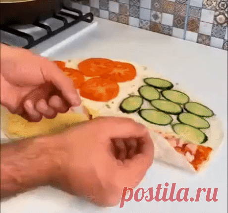 Слоенная пицца из лаваша на завтрак. Быстро, вкусно, необычно!