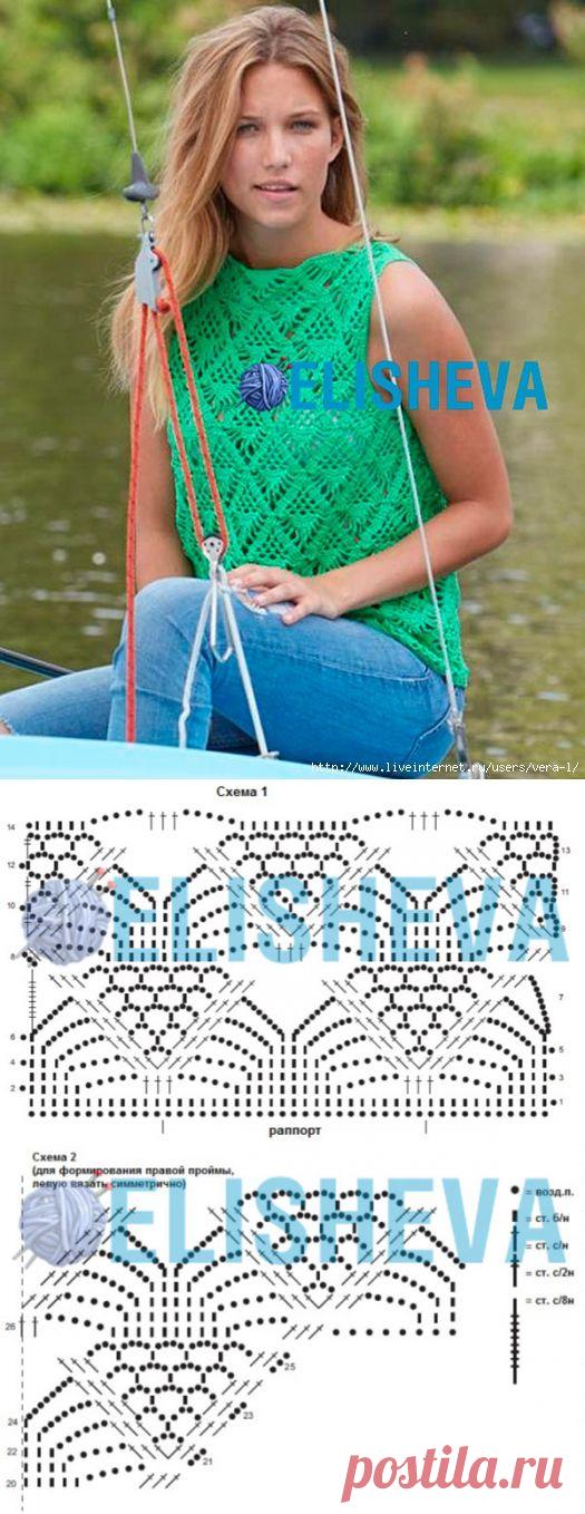 Летний топ с узором «Паучки» от Schachenmayr, вязаный крючком