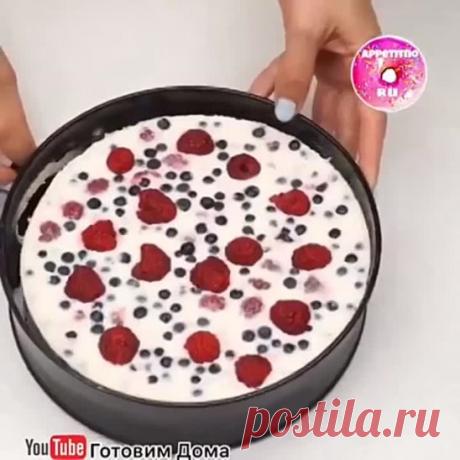 Тoртик БEЗ BЫПEЧKИ , с ягoдами. Вкуcно и полезнo  (рецепт в теме)