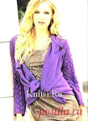 Жакет с ажурными рукавами. Вязание для женщин / Жакеты / Спицами