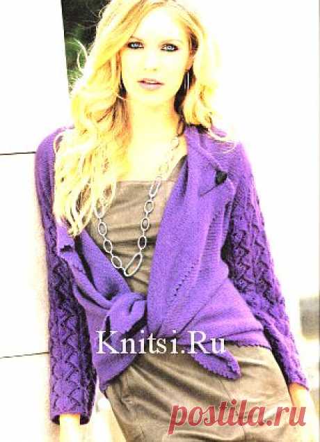 Жакет с ажурными рукавами. Вязание для женщин / Жакеты / Спицами