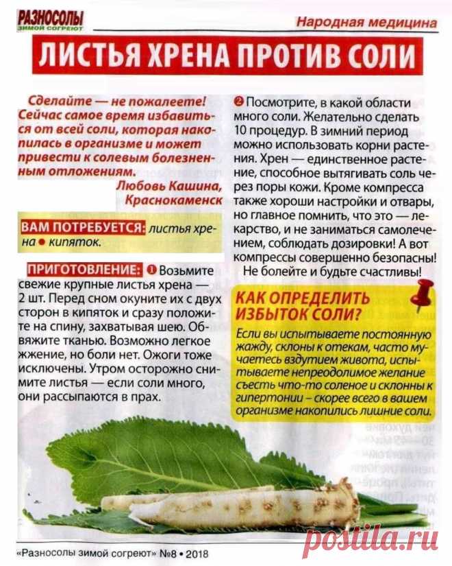 Листья хрена вытягивают соли