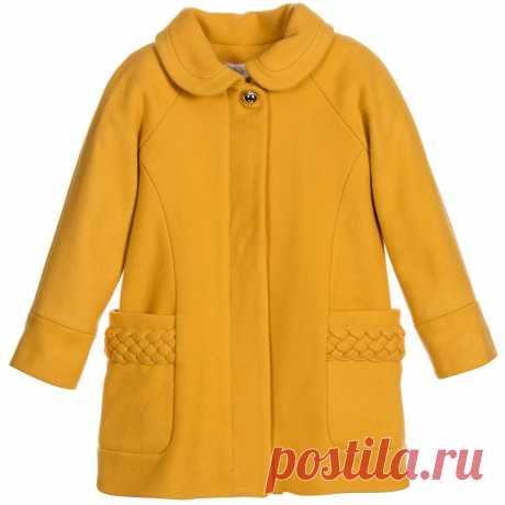 Chloé - Girls Yellow Braided Wool Coat | Childrensalon