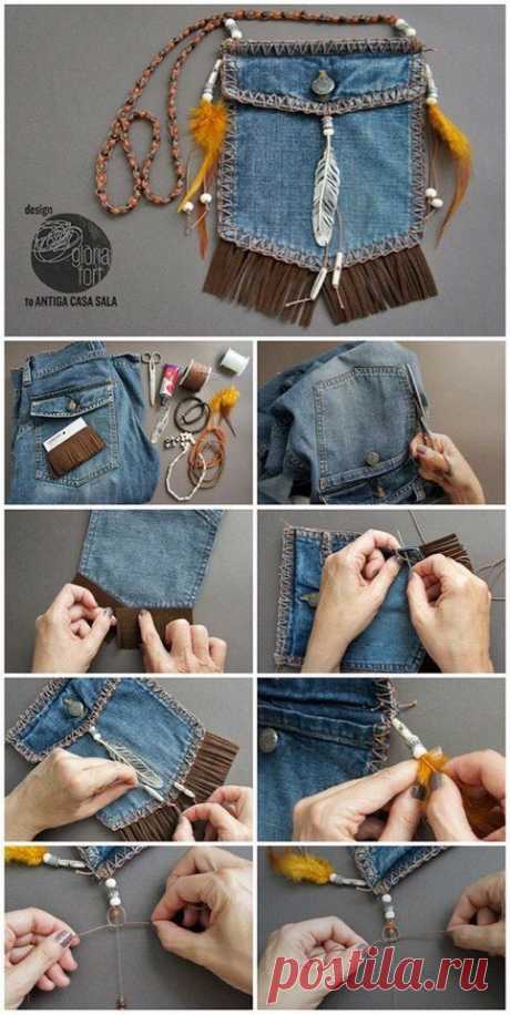 Сумка из джинсовой ткани — DIYIdeas