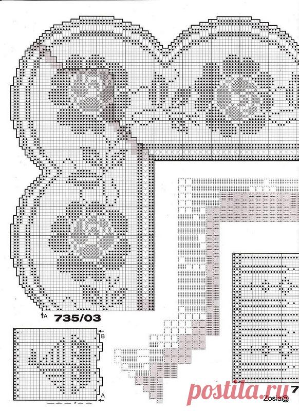Кайма для скатерти с узором розы схема. Скатерть лен+крючок своими руками |