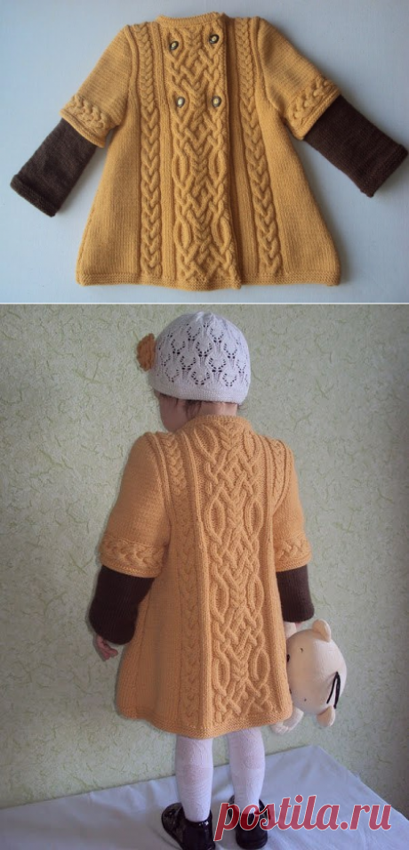 Красивое пальто для девочки спицами схема.
