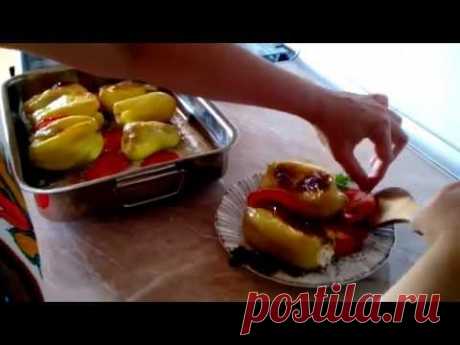 Перец фаршированный творогом,  Peppers stuffed with cheese
