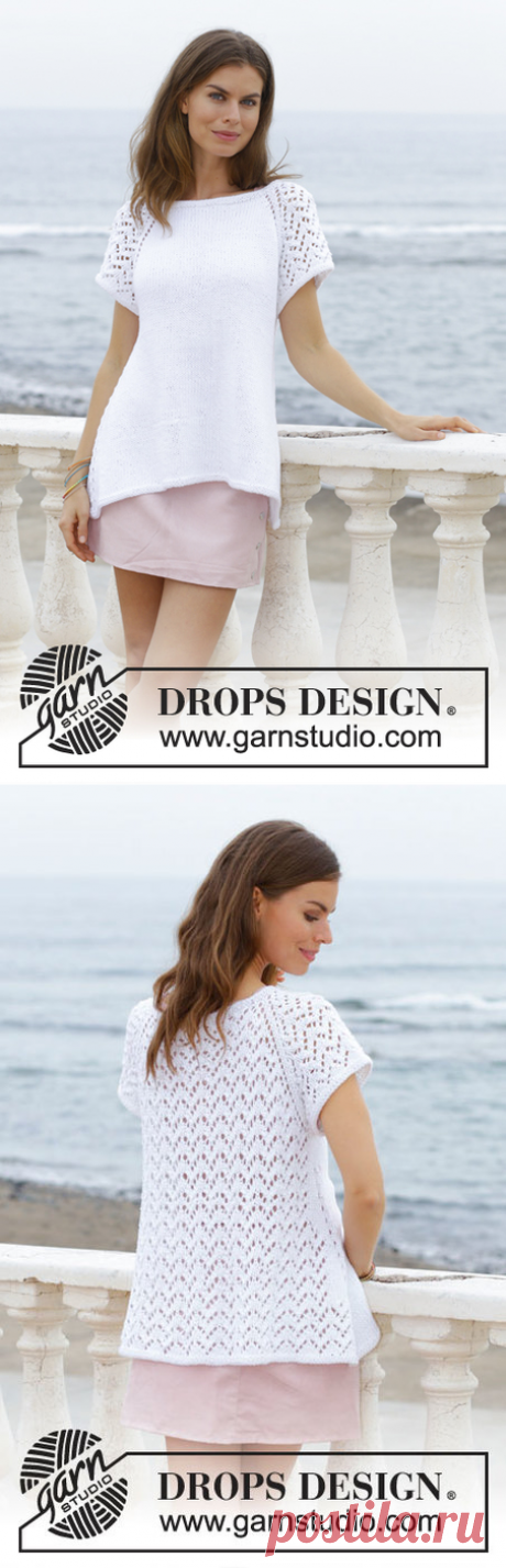 Топ-реглан Summer Romance (с ажурными рукавами и спинкой) от DROPS Design. Спицами. Все размеры. / Обсуждение на LiveInternet - Российский Сервис Онлайн-Дневников