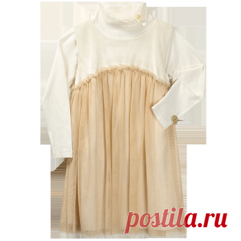 Д870 Сарафан с люрексом для девочки, слоновая кость