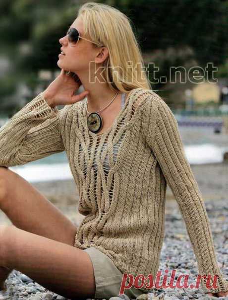 Вязанный джемпер орехового цвета | knitt.net | Все о вязании