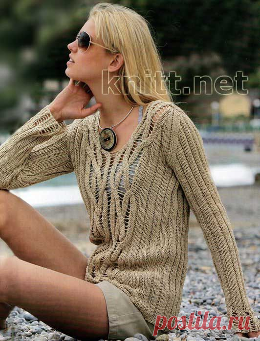 Вязанный джемпер орехового цвета | knitt.net | Все о вязании