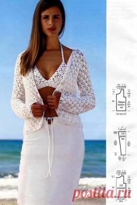 Летний женский комплект крючком схема. Связать летний жакет крючком |