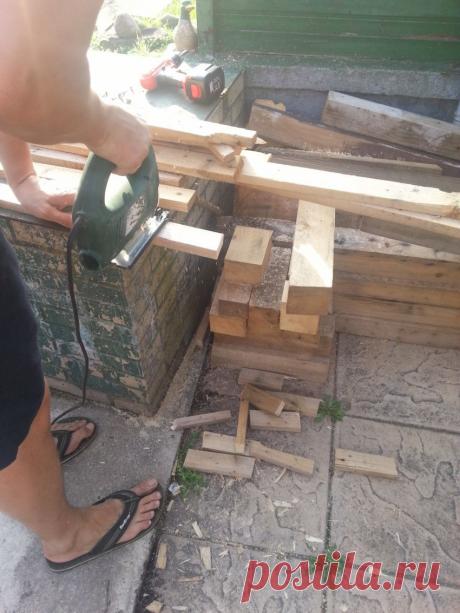 Идея отделки стены деревянной мозаикой. Дачный вариант | Самоделкино