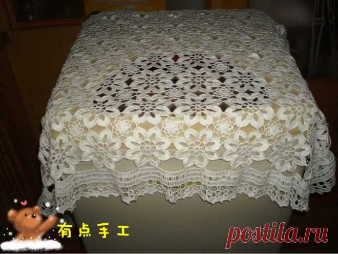 Красивая,нежная скатерть из мотивов - Эфария Красивая,нежная скатерть из мотивов. Схема вязания взято здесь