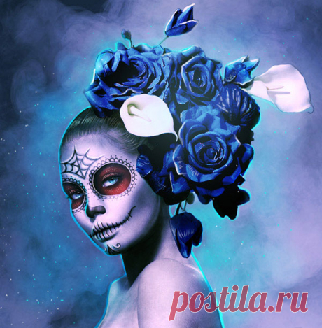 Рисуем в фотошопе макияж в стиле Sugar Skull