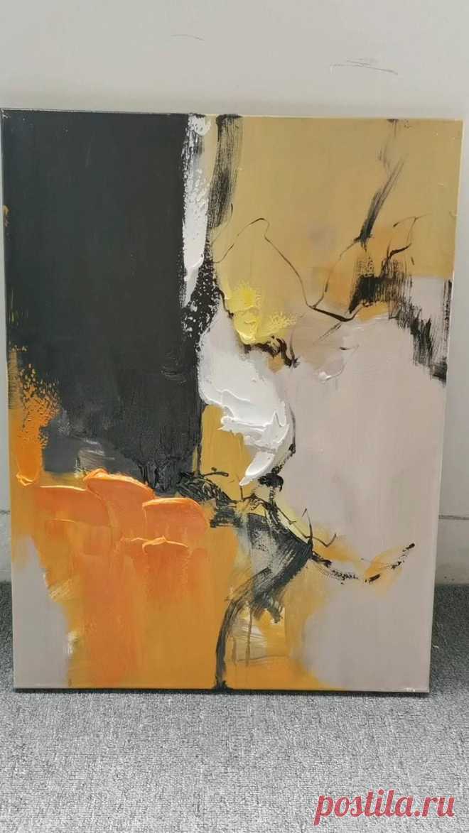 Black Abstract Painting,Original Yellow Oil Painting,Large Abstract Colorful Painting,Minimalist Beige Texture Decor Art,White Painting